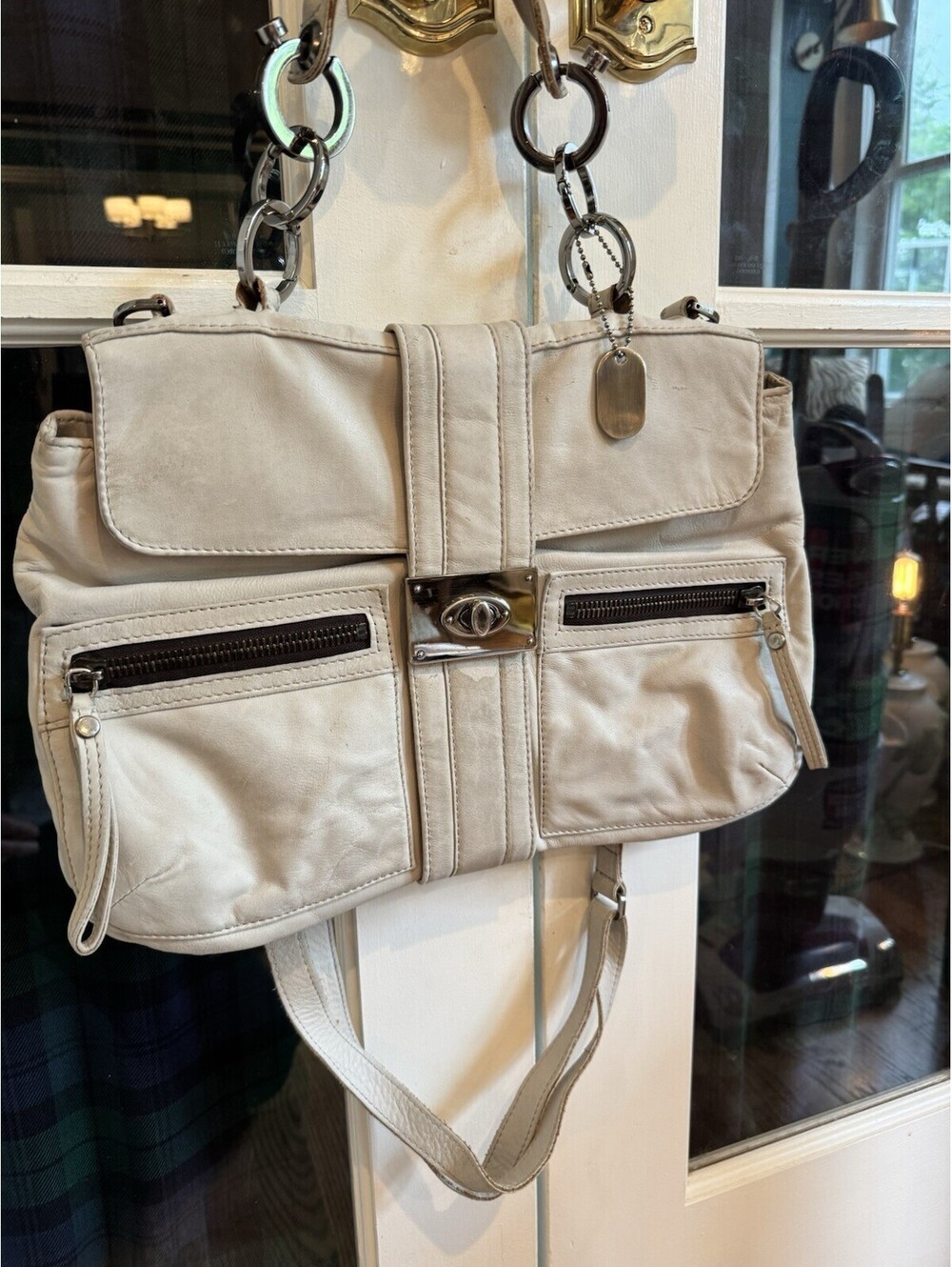 Lanvin Off-White Hero bag Moto style bag.  Y2K Worn by celebrities in 2000s